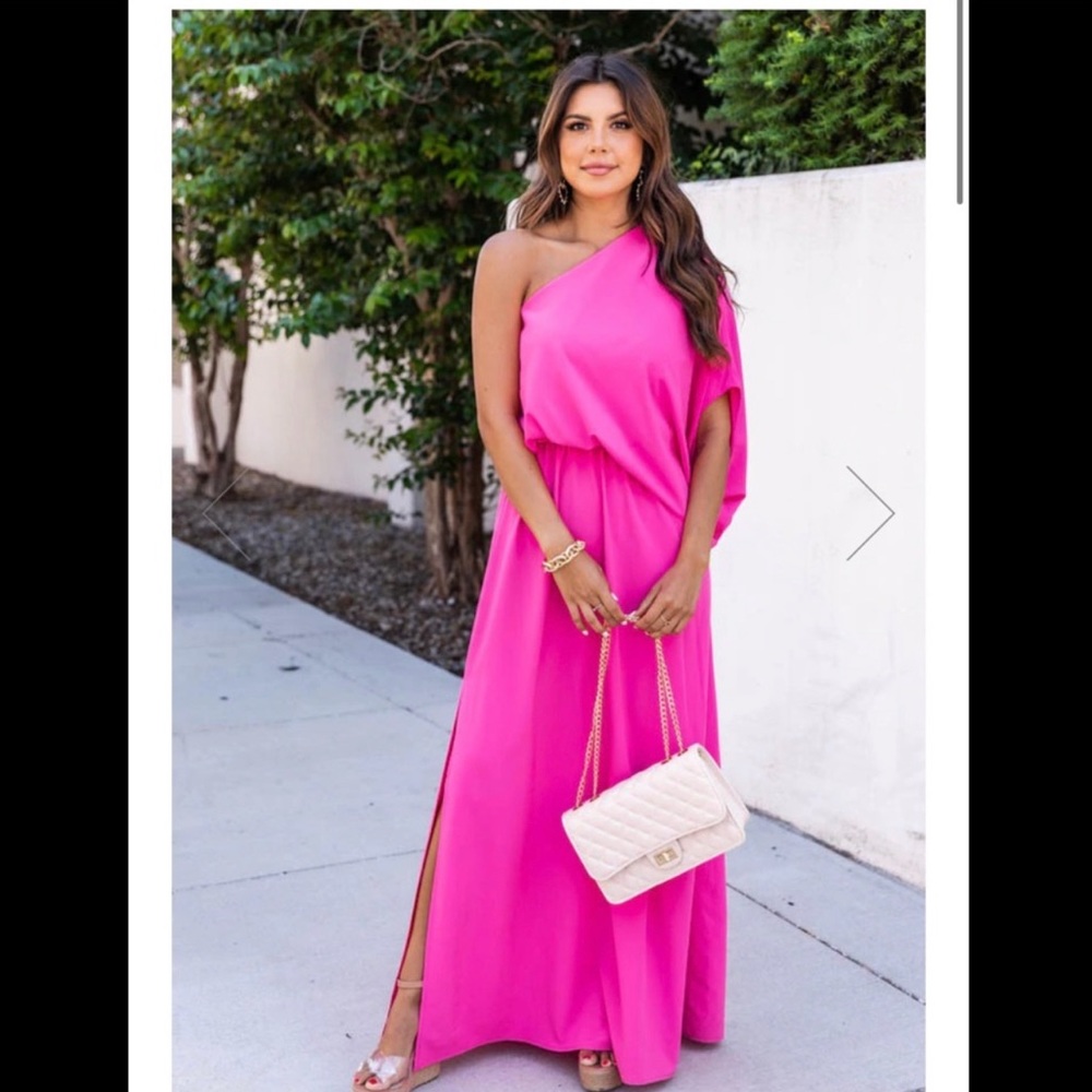 FOUND MY FOREVER PINK ONE SHOULDER MAXI DRESS